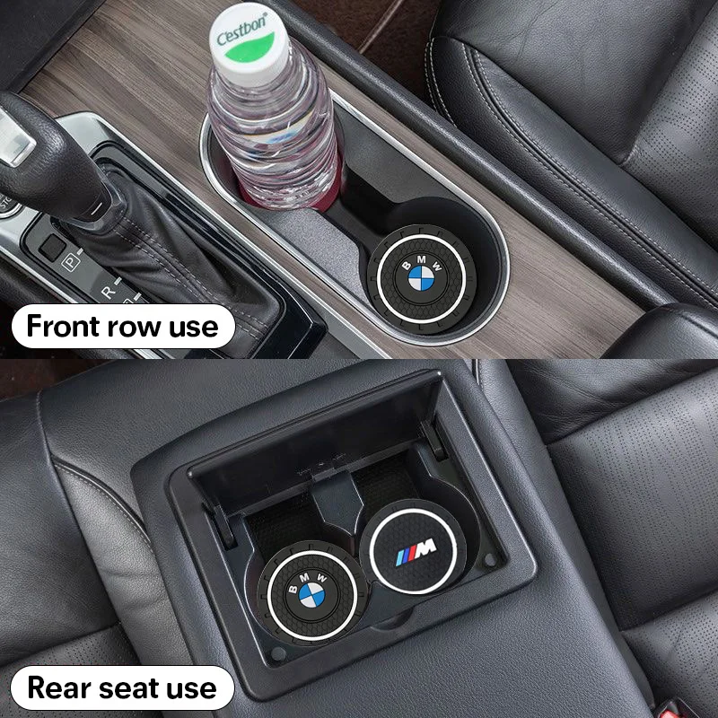 2pc Car Cup Holder Coaster Non Slip Pad Mat Interior Decor Accessorie For Bmw E46 E90 E60 F10 F30 E39 E36 F20 E87 G30 E92 E91 X5