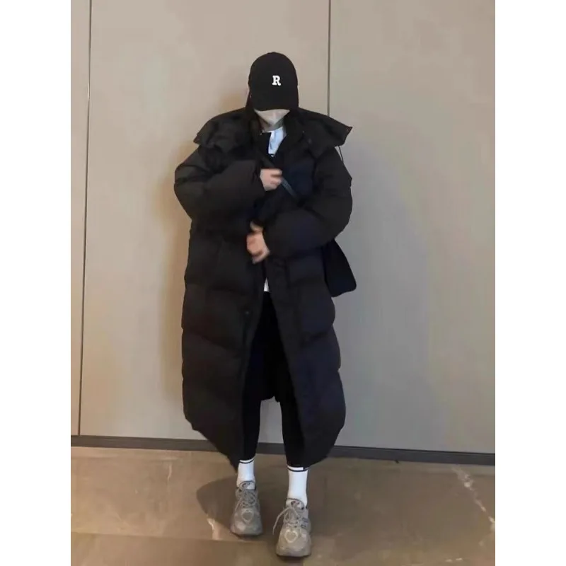 Winter New Korean Edition Mid To Long Knee Over Cotton Jacket for Women, Loose Hooded, Large Down Cotton Jacket, Thick Coat