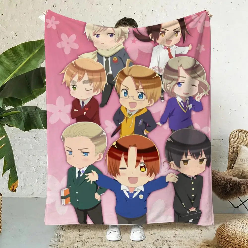 H-Hetalia W-World Stars Throw Soft Flannel Throw Blanket, Lightweight Breathable Summer Nap Blanket For Home Travel Cozy Decor