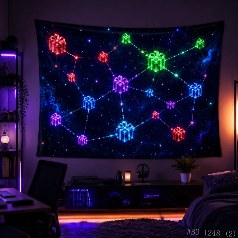 VIKAMA Neon Constellation Gift Box Connection Galaxy Starry Space Present Christmas Tapestry Bedroom Living Room Dorm Home Decor