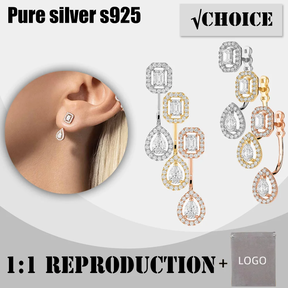 

Sterling silver s925 luxury water drop diamond stud earrings messik style My Twin series fashion charm women's stud earrings