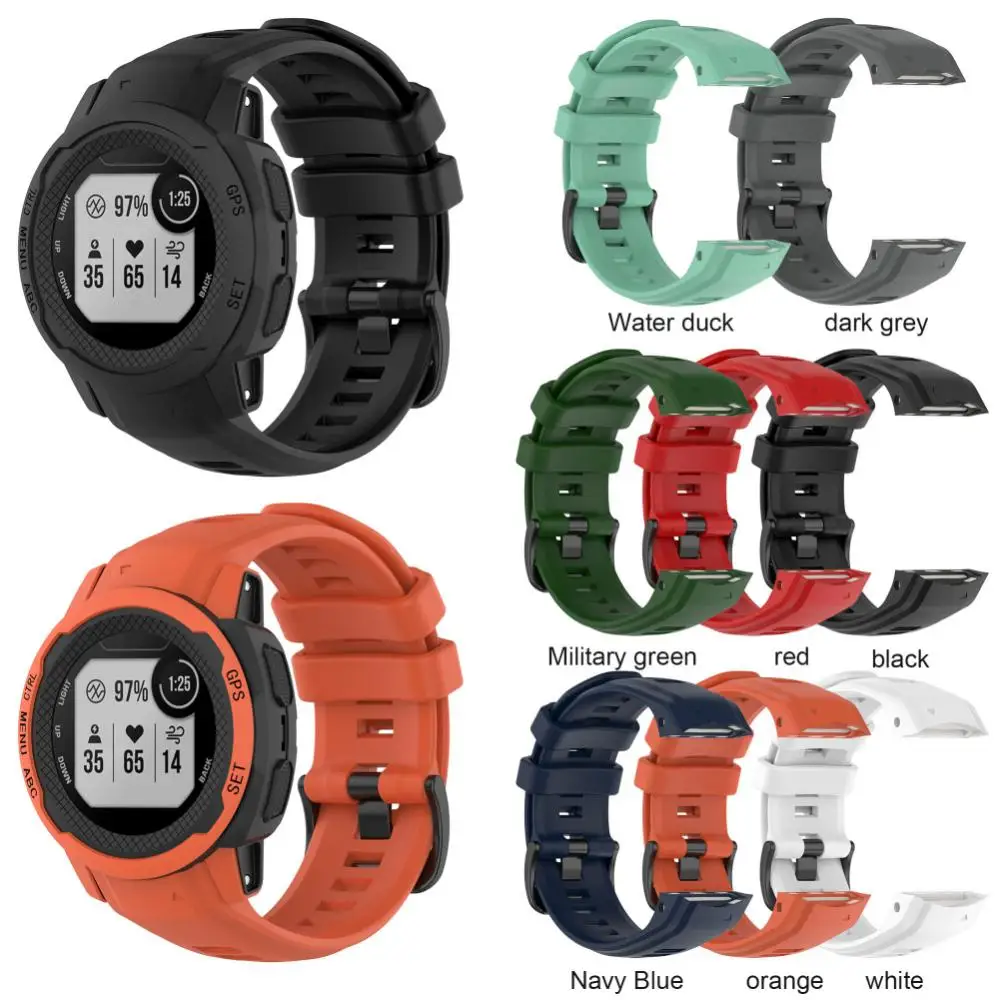 Pulseira de silicone para Garmin Instinct 2s, pulseira oficial, esporte macio com ferramenta para mãos de relógio, à prova de suor, moda