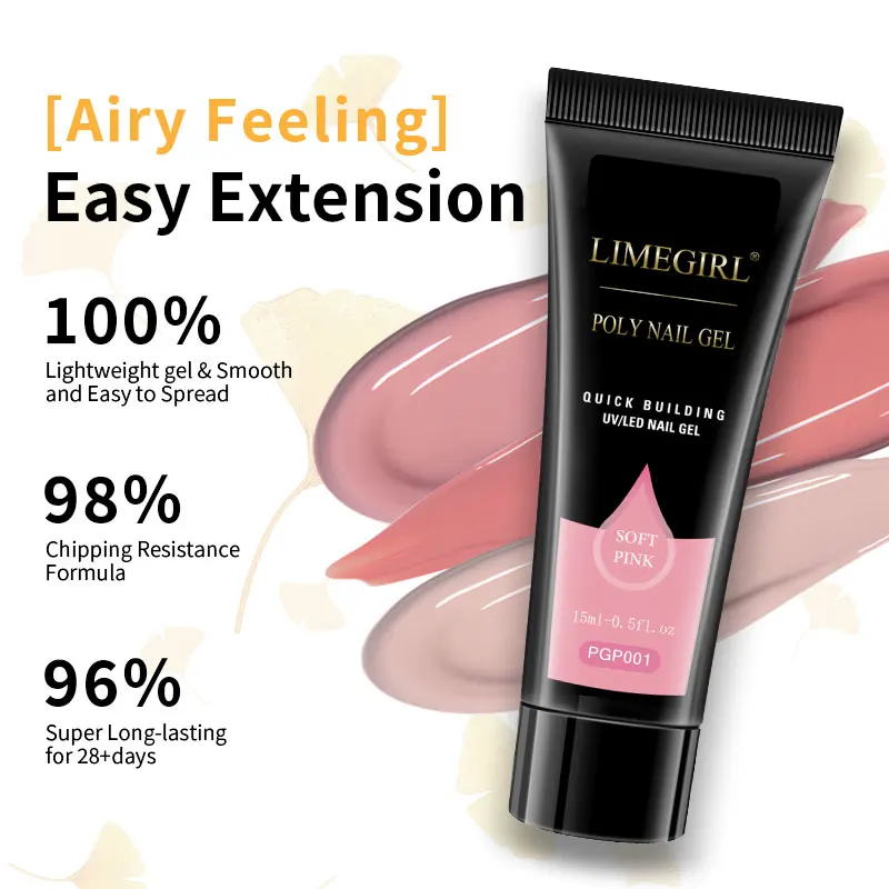 6PCS Set di gel polimerico per unghie per estensione 15ML Gel UV/LED a costruzione rapida con mini lampada per unghie per estensione manicure Kit di strumenti fai da te