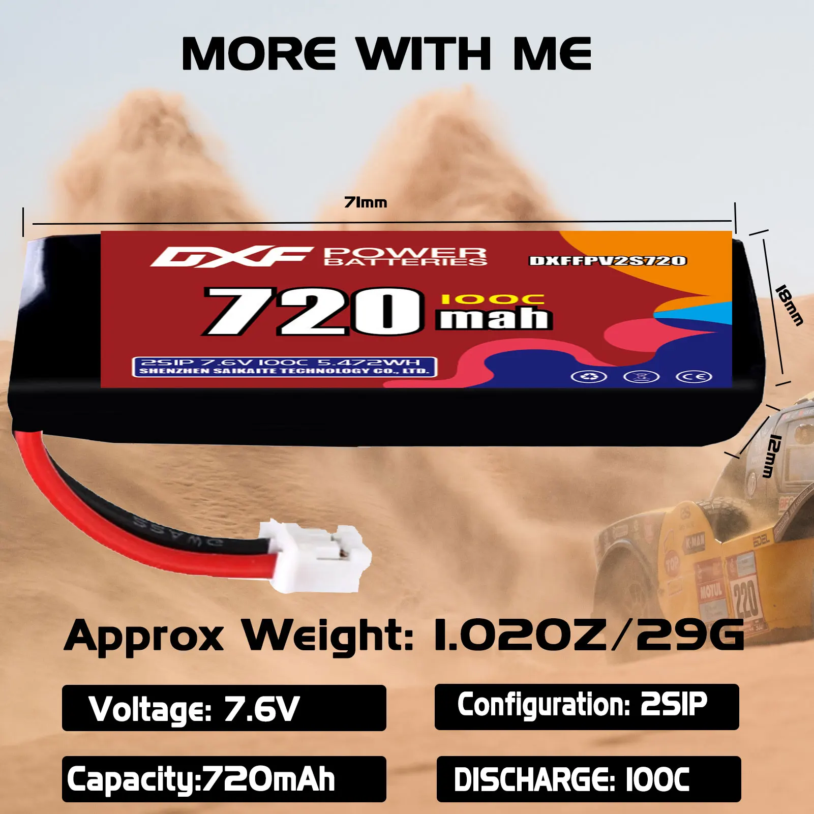 Akumulator DXF Lipo 2S 7.6V 1100mAh 850mAh 650mA 120C 720mAh 550mAh 100C z wtyczką XT30 XT60 JST do drona FPV Quadcopter
