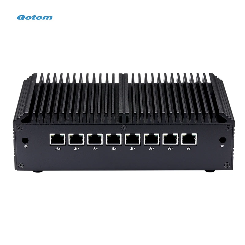 Qotom Q1077GE Mini PC With In tel Core I7 10710U 8 LAN Ports 2.5G LAN RS232 DisplayPort HD MI USB3.0 Fanless Industrial Computer