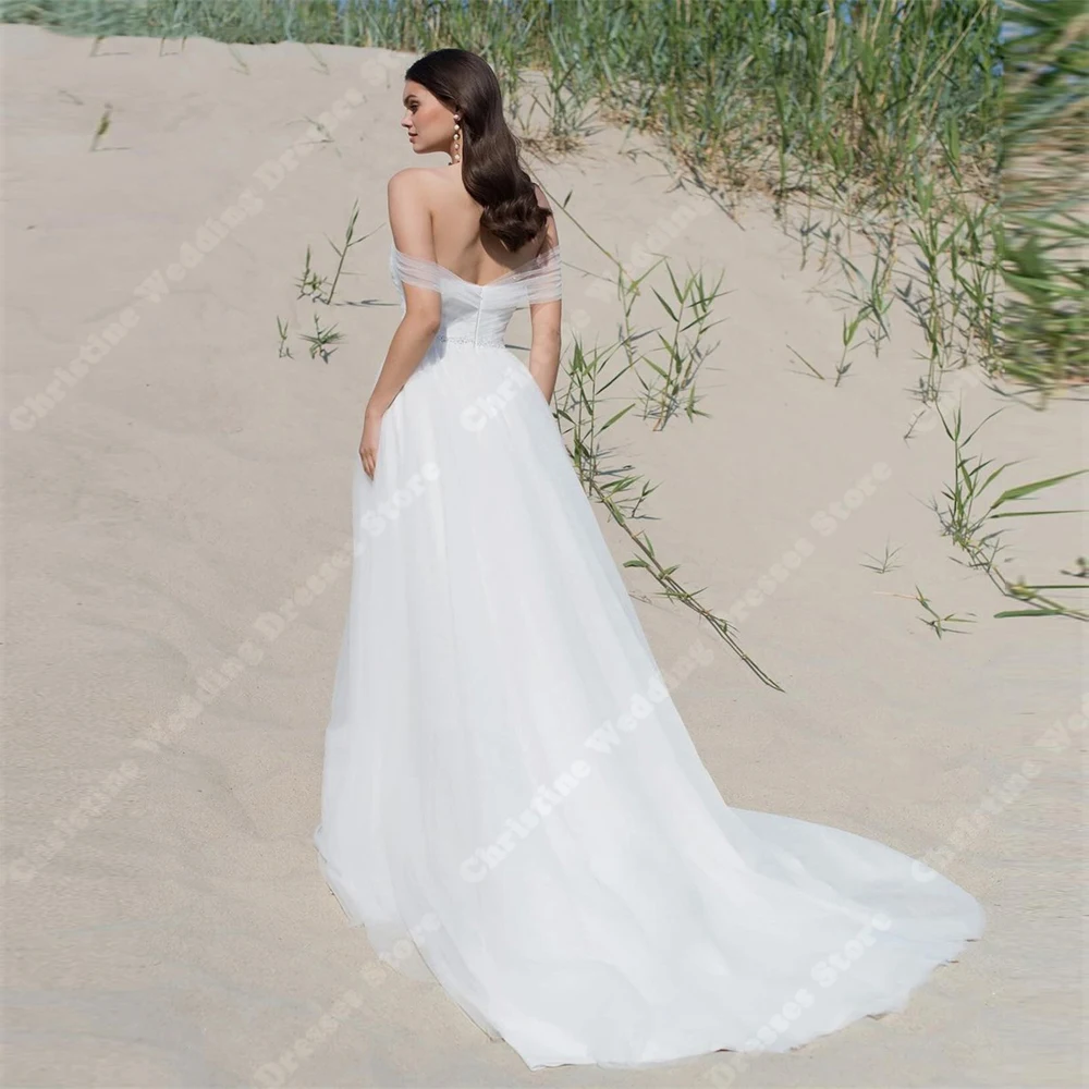 Bohemian A-Line Women's Bridal Gowns Princess Elegant Off Shoulder Wedding Dresses Formal Beach Banquet Vestidos De Novias 2024