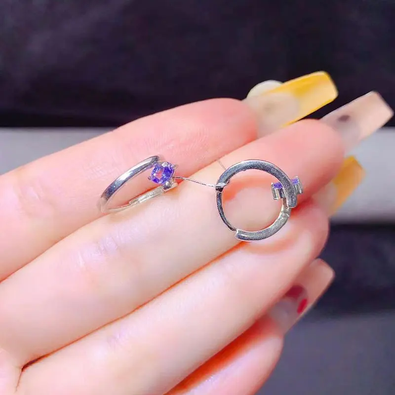 

Серьги-кольца с натуральным танзанитом для свадьбы, 3мм*4мм, с сертификатом, из серебра 925 пробы, ювелирные изделия с драгоценными камнями