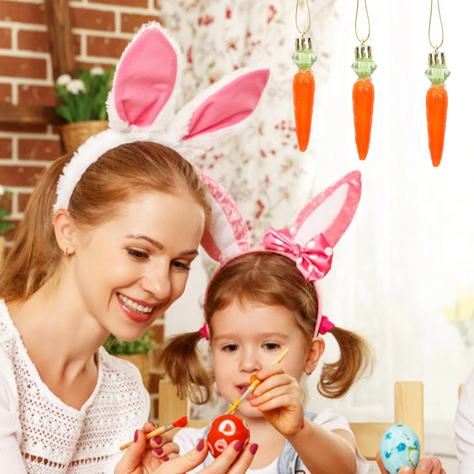 

24Pcs Easter Carrot Ornament Plastic Hanging Decor Simulation Craft Easter Festival Decoration Party Decoration