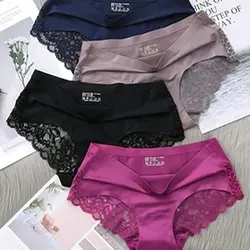 3PCS/Set Lace Women's Panties Big Size 4XL comfortable Cozy Underwear Female Silk Satin Briefs Cozy Underpants