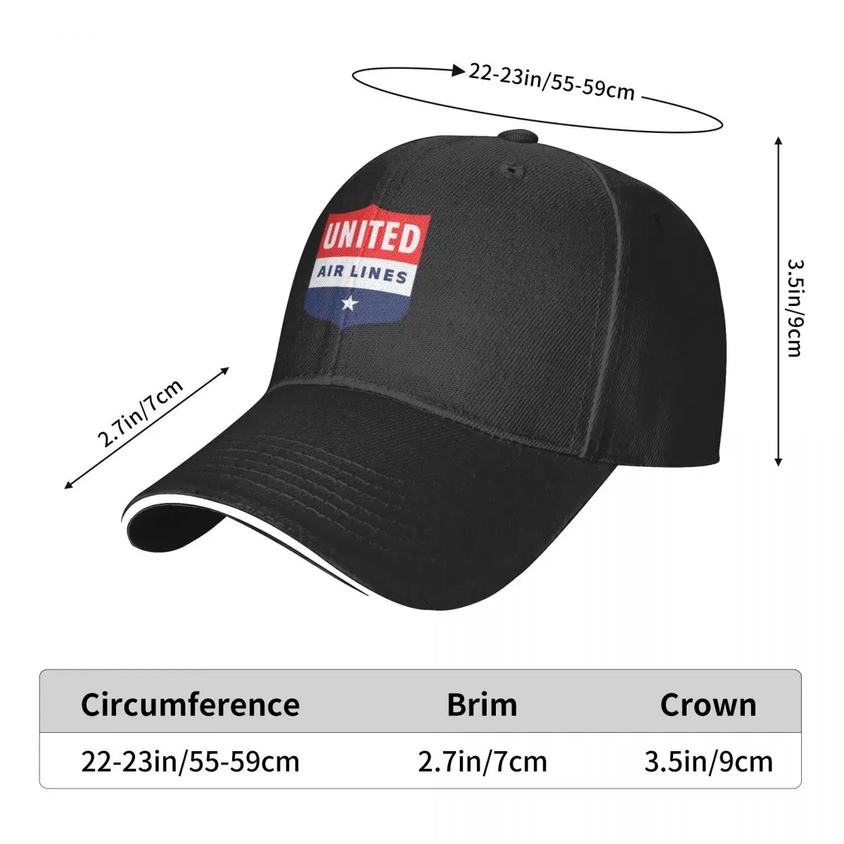 United Airlines Vintage Logo (1940-1954) Baseball Cap Dropshipping Rave Kids Hat Girl'S Hats Men's image 6