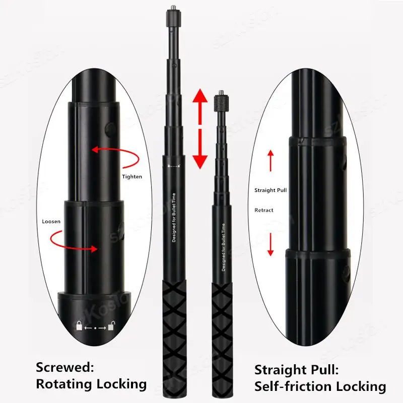 Selfie Stick for Insta 360 X4 X3 X5 Bullet Time Rotating Handle Tripod For Go Pro 13 12 DJI Action 6 5 4 Aluminium Accessories