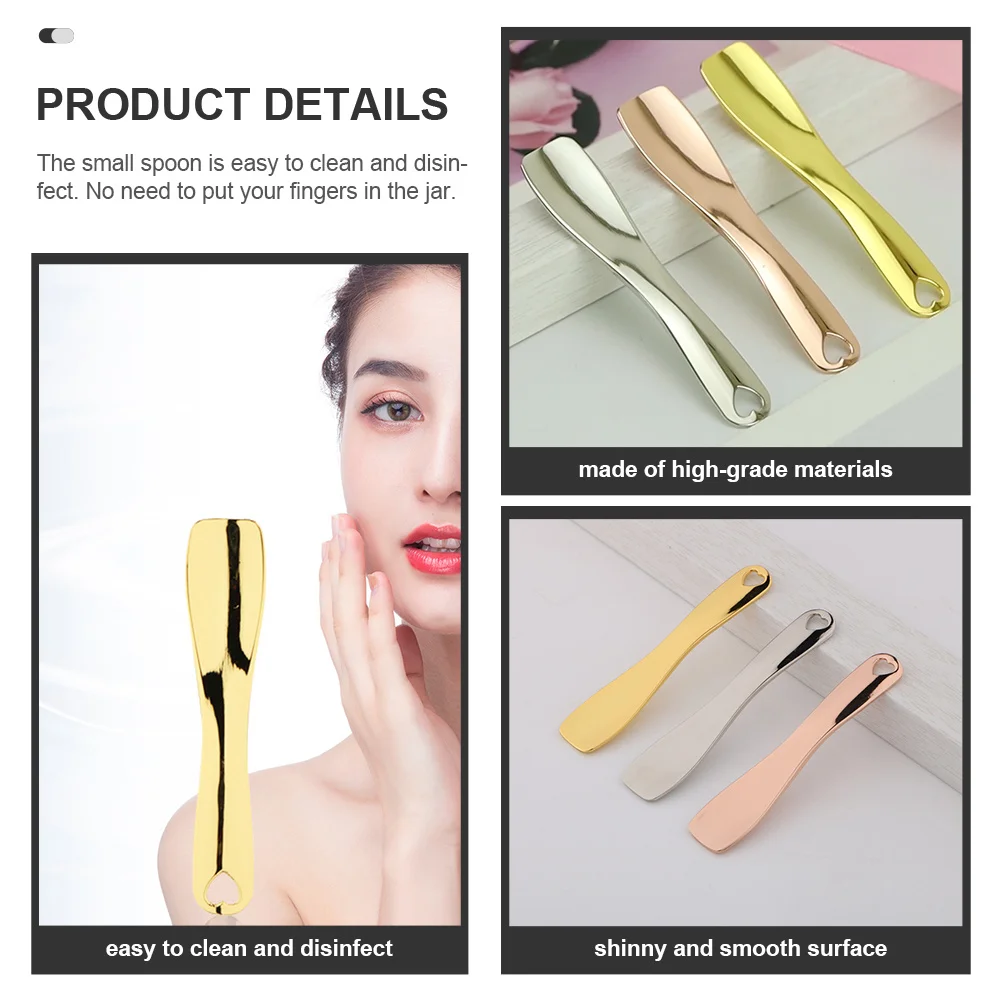 3Pcs Facial Mask Scoop Metal Cream Extract Tool Eye Cream Spoon Beauty Spatulas Mini Makeup Spoon Skin Caring Tool