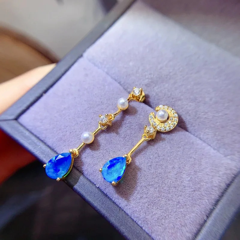 

100% Real Opal Drop Earrings for Party 5mm*7mm Australia Opal 925 Silver Earrings with 3 Layers Gold Plating