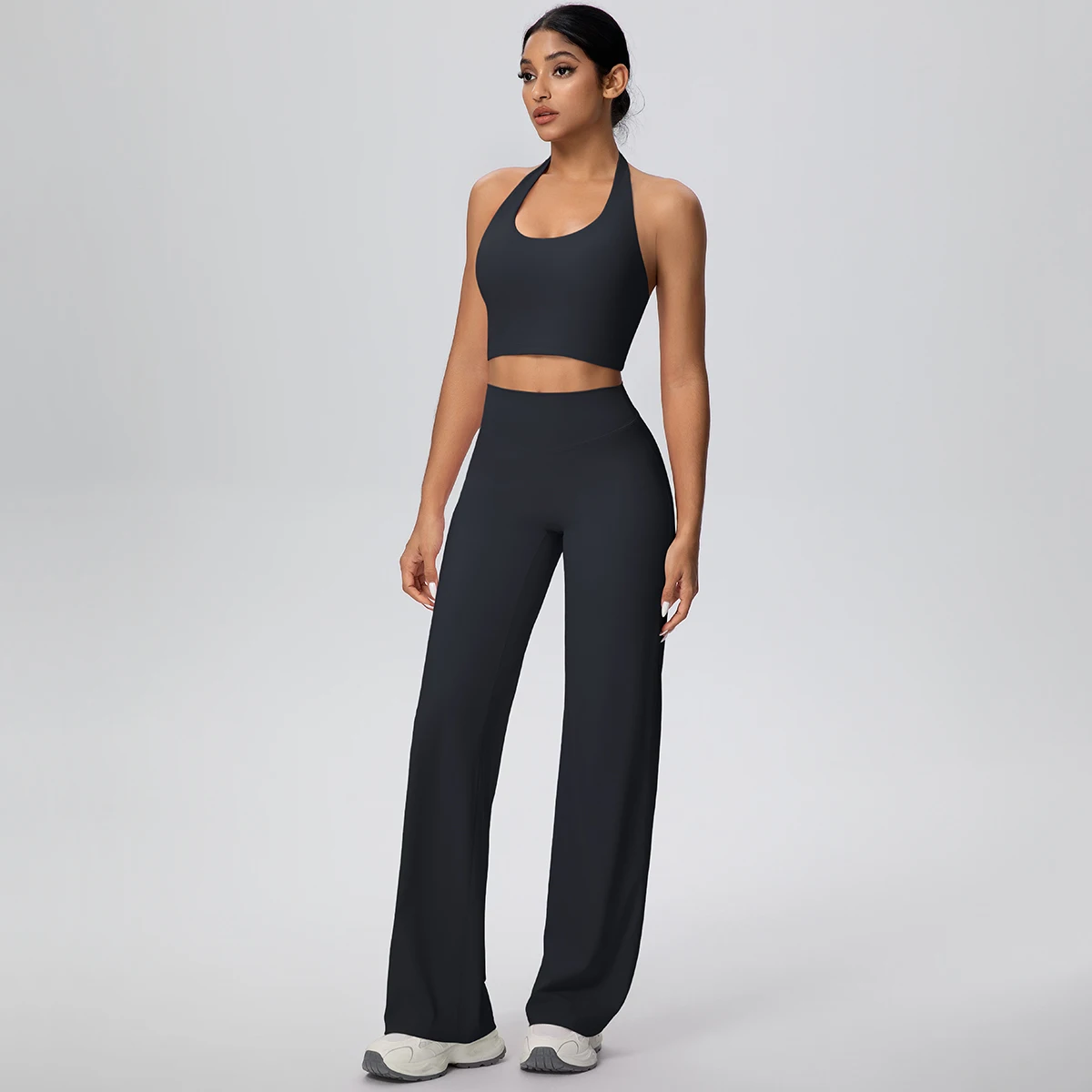 2-teiliges Damen Yoga-Set: Rückenfreier Neckholder-BH und Hose – Sommerliches, atmungsaktives Sport- und Lauf-Workout-Top – Top-Seller – Detail 12