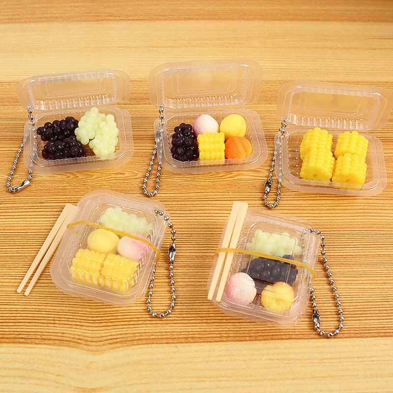 

1/12 Dollhouse Mini Disposable Fruit Box With Chopsticks Doll House Plastic Simulation Food Model Accessories