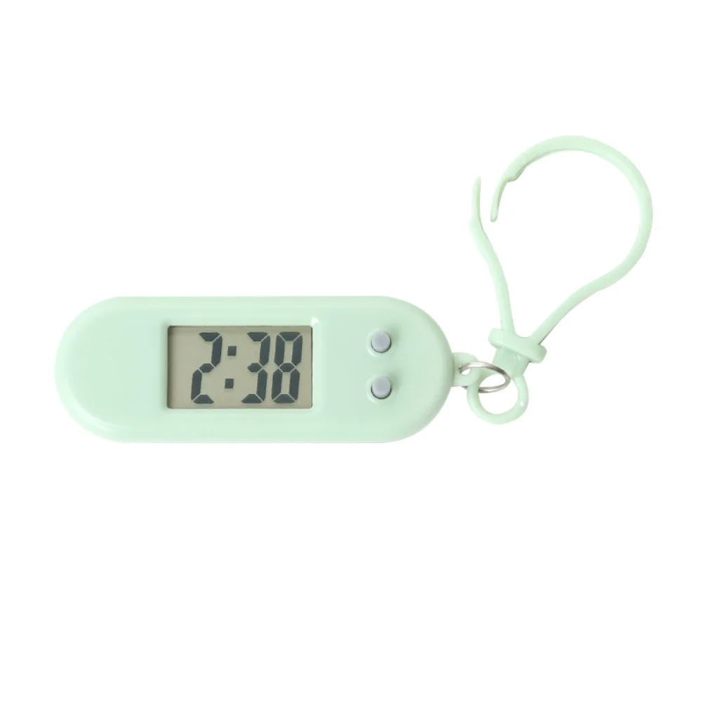 1Pcs Electronic Keychain Clock Compact Mini Pocket Watch Portable Electronic Clock Digital Oval Hanging Watch For Students Daily