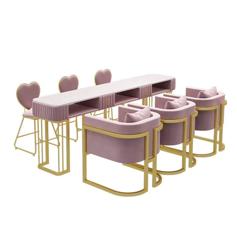 Modern simple manicure table and chairs set light luxury manicure table affordable single double triple manicure table