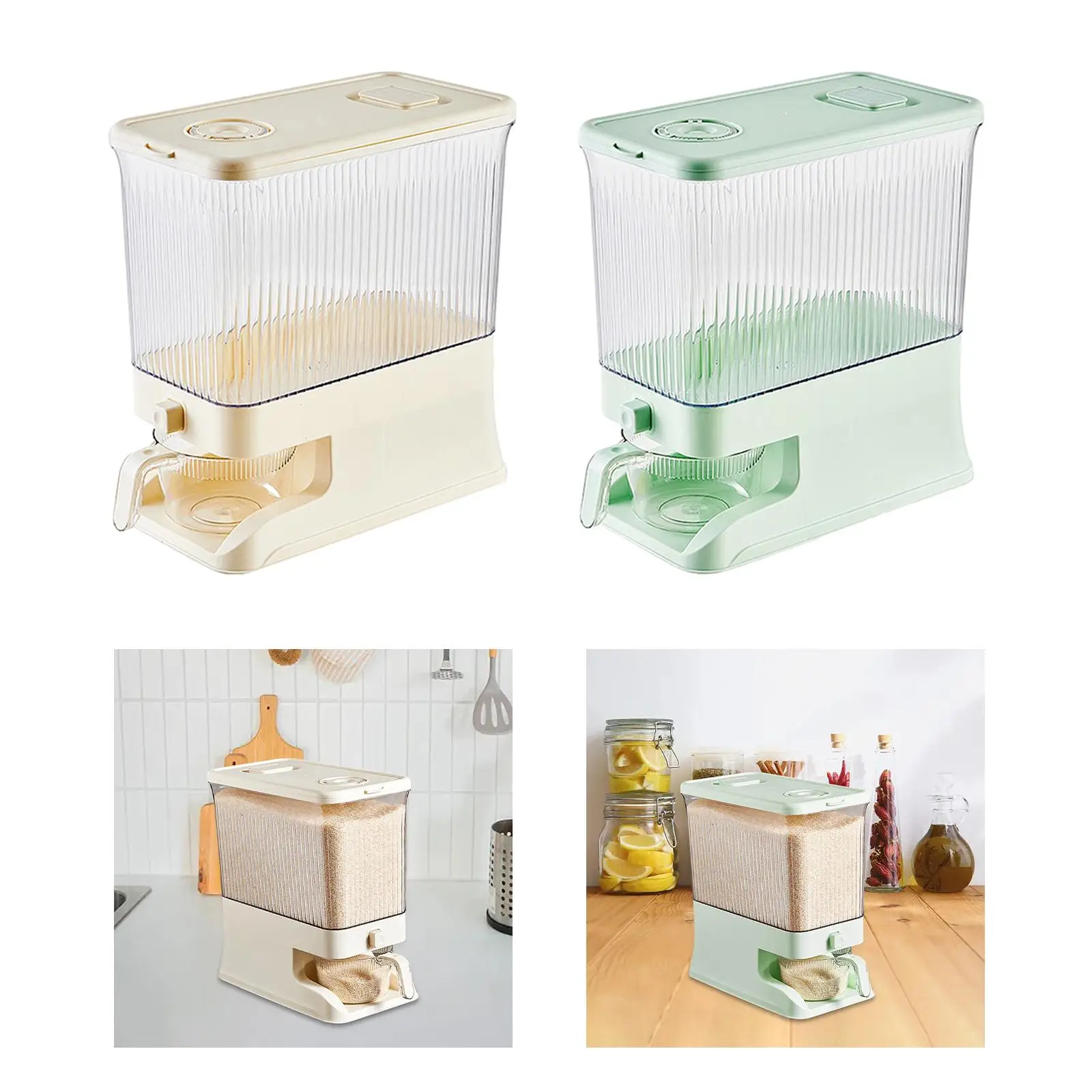 Large Dry Food Container Countertop Rice Dispenser Airtight Cereal Storage Containers and Measuring Cup for Soybean Flour