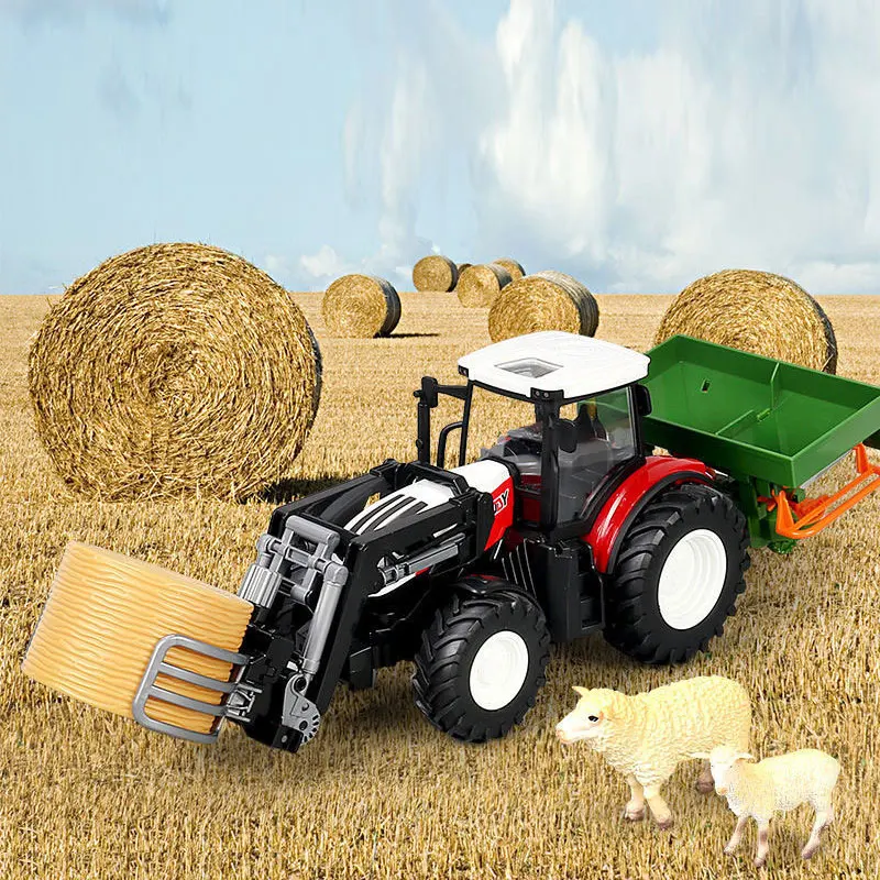 1:16 RC Car Remote Control Farm Tractors Agricultural Trailer LED 27MHZ Radio RC Farmer Alloy Trucks Electronic Toy Boys Gift