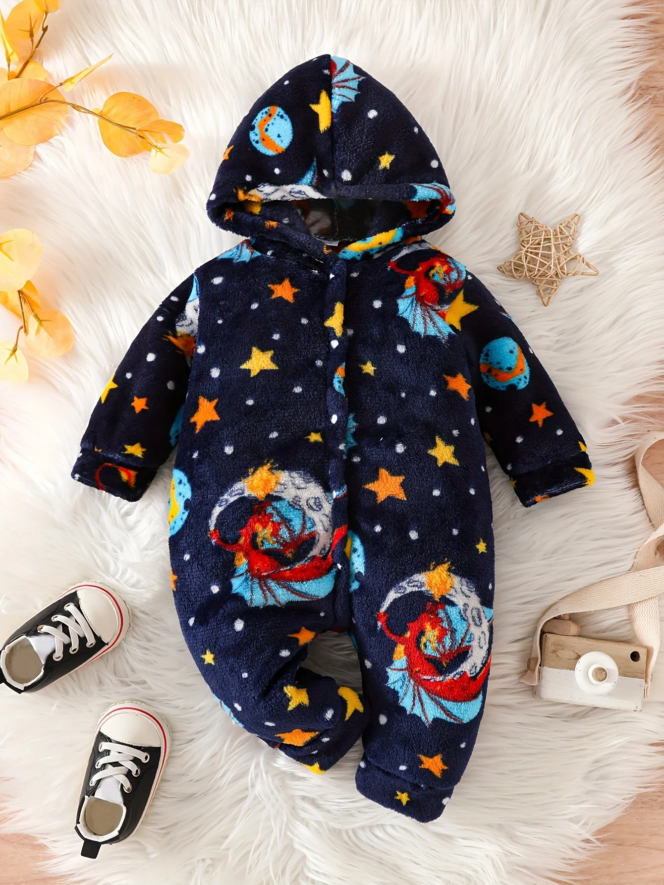 0-2 years old baby autumn and winter comfortable warm climbing suit cute cartoon pattern fur onesie