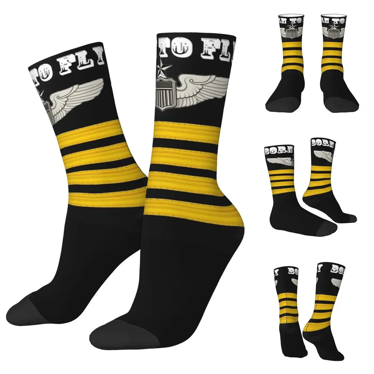 Born To Fly Flight Pilot calzini Unisex, calzini felici con stampa 3D antivento Street Style Crazy Sock