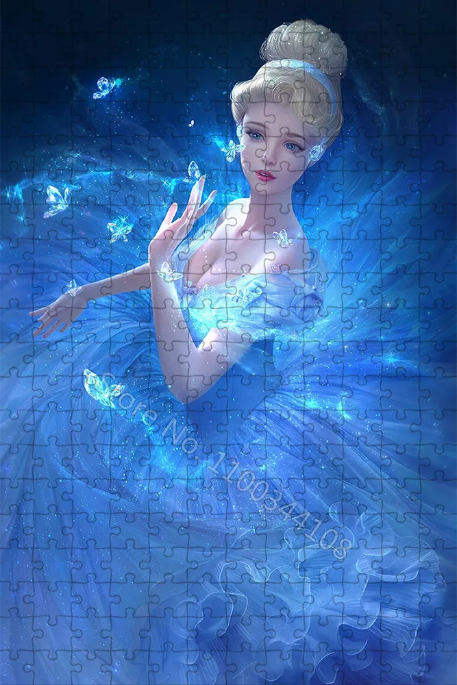 Disney Princess Cinderella Puzzle 300/500/1000 Pieces Jigsaw Puzzles for Children's Educational Toys Family Game Collection