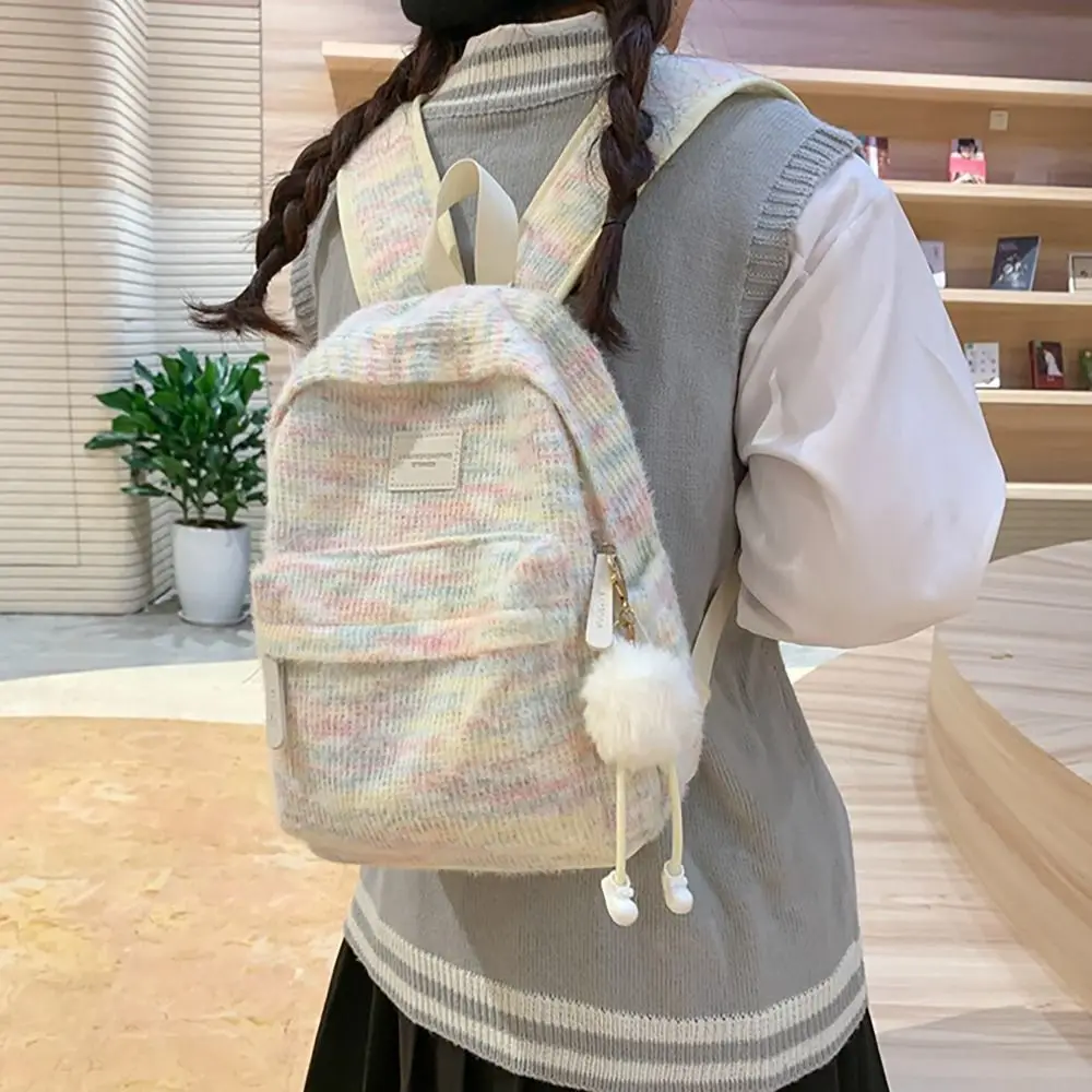 Cute Color Gradient School Backpack Large Capacity All-match Shoulder Rucksack School Accessory Shoulders Bag for Girls Outdoor