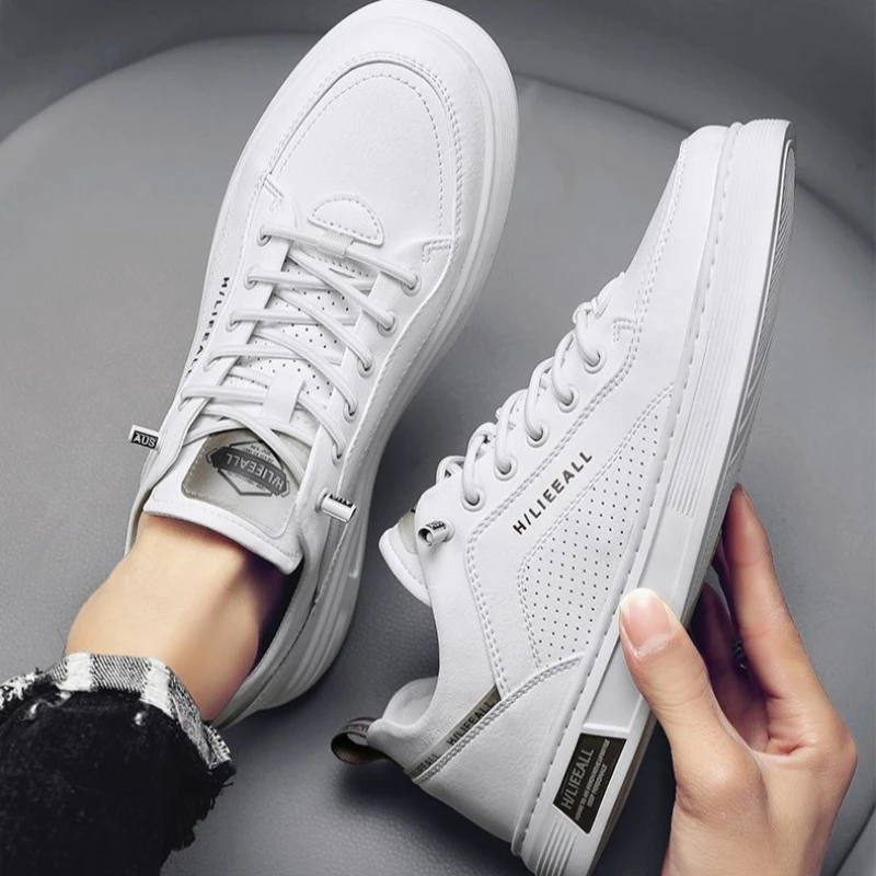 

Men's Height Increasing Insoles White Sneakers 2025 New Spring Autumn Breathable Thick Sole Casual Thick Bottom Shoes