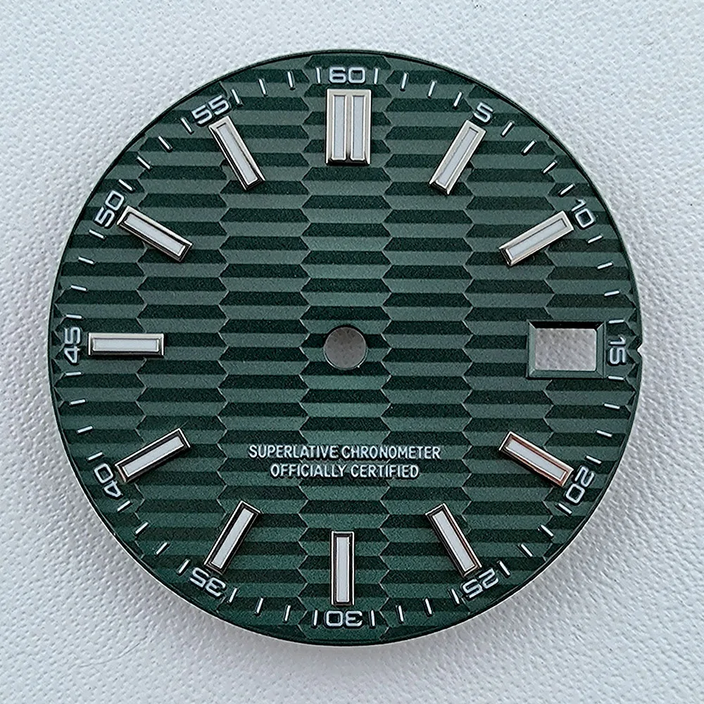 قرص NH35 28.5 ملم قرص الساعة شعار مخصص قرص أخضر مضيء مناسب لساعة الحركة NH35