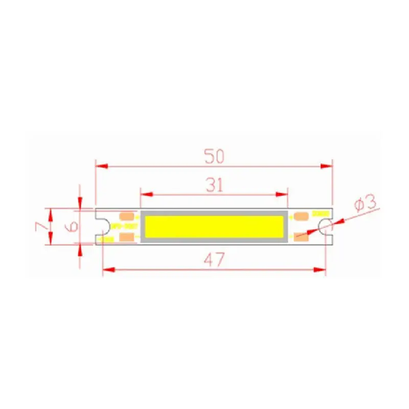 50x7mm 3W DC 9V 11V COB LED Chip On Board Bar Light Source Lamp for DIY Wall Table Lamps