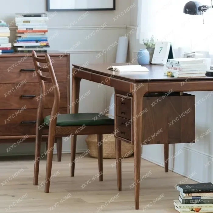 

Рабочий стол NNNordic Simple из черного ореха и белого дерева, компьютерный стол из массива дерева, китайский высококачественный.