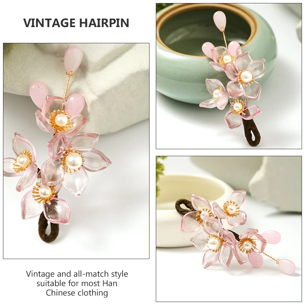 

Vintage Hairpin Flower Headdress Chinese Style Hair Chinese Style Hair Clip Clip for Han Clothing Wedding Stage Performance