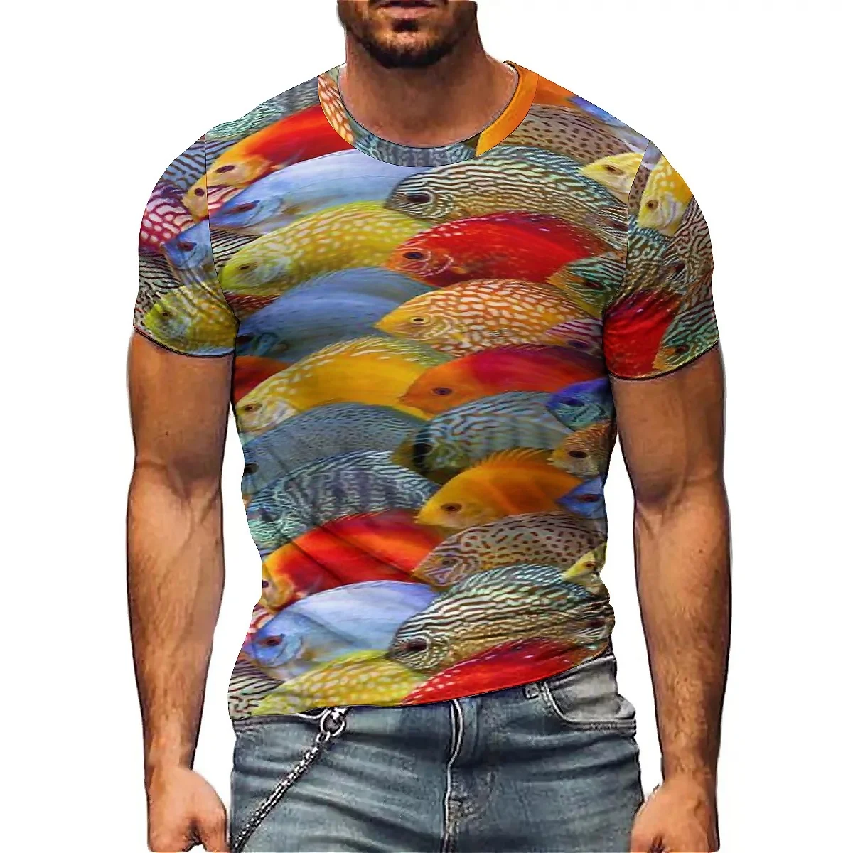 2026 New Men's 3D Printed Short Sleeve T-Shirt - Four-Season Tie-Dye, Loose Fit