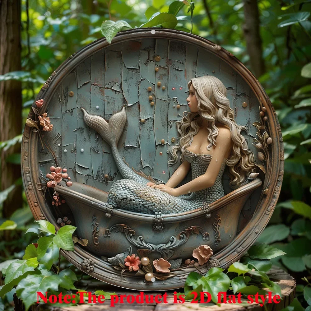 

Charming Mermaid Aluminum Wall Art, Perfect for Bathroom, Office and Home Decor, Ideal Gift for Holidays, Decorative Wall Poster