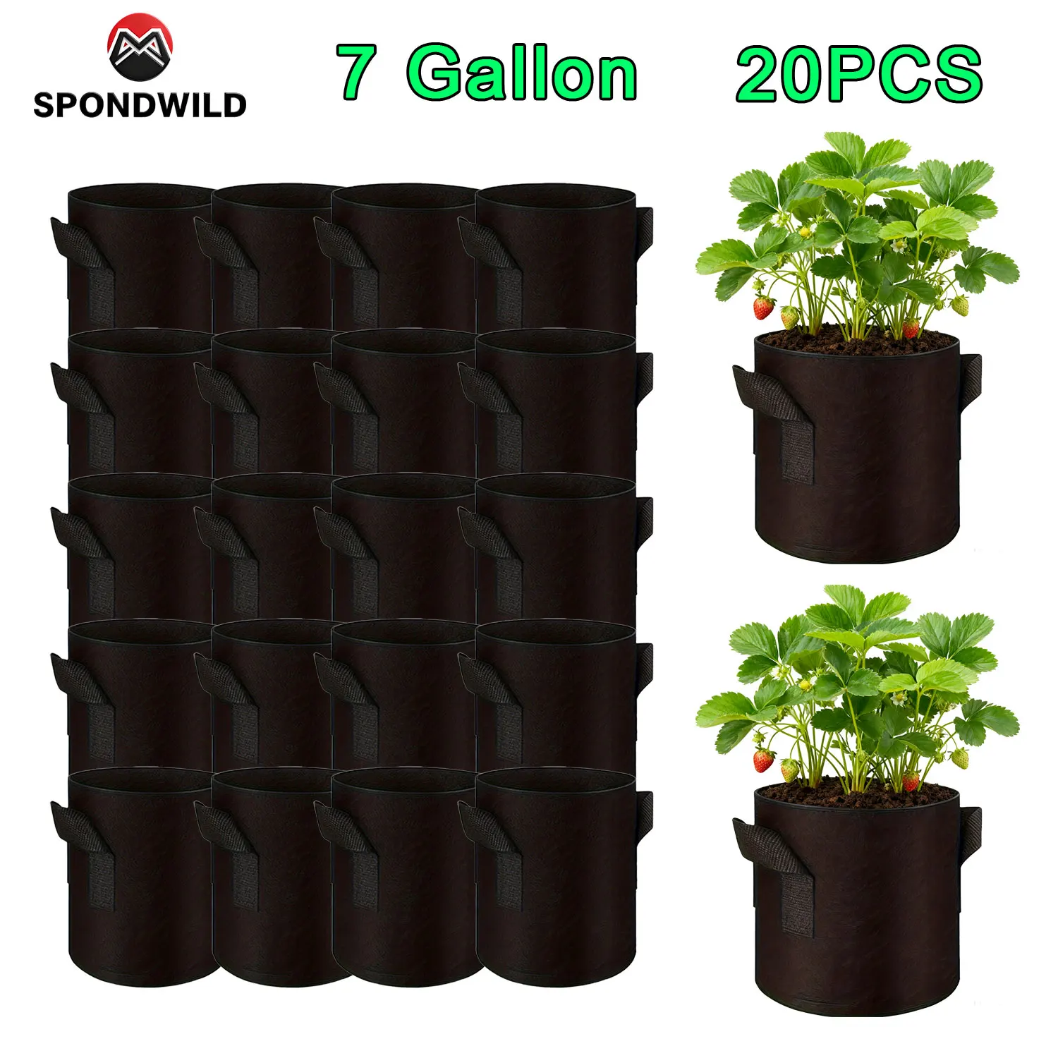 SPONDWILD Tomaten-/Kartoffel-Pflanzbeutel aus Verdicktem Vliesstoff für Garten, Gewächshaus und Gemüseanbau – Detail 24
