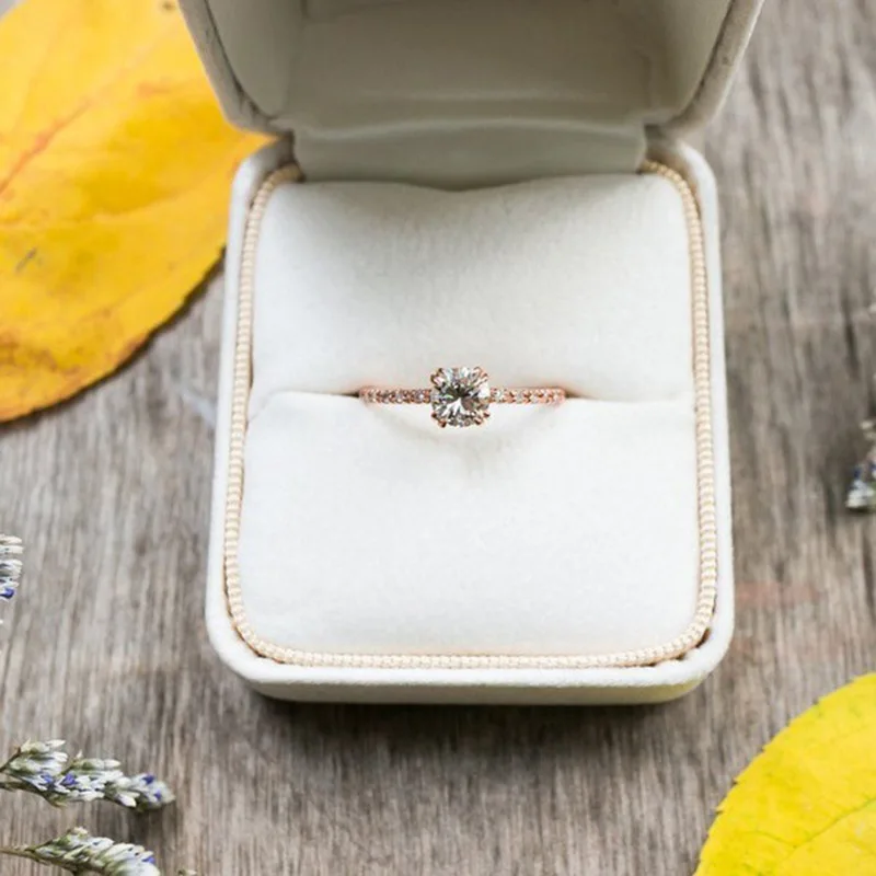 Fashion S925 Sterling Silver Ring Zircon Rose Gold Eight Hearts Eight Arrows Round