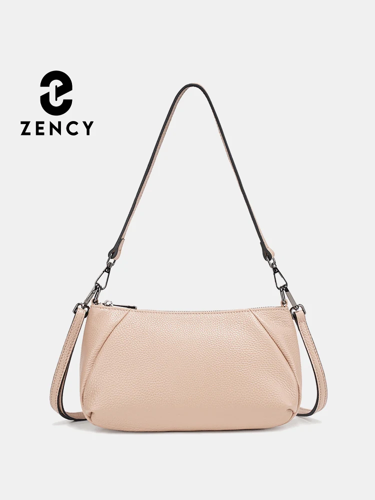 Zency Fashion Women Shoulder Crossbody Bag with Compartments 100% Genuine Leather Multi-pockets Simple Women's Bag 2026 Commutes