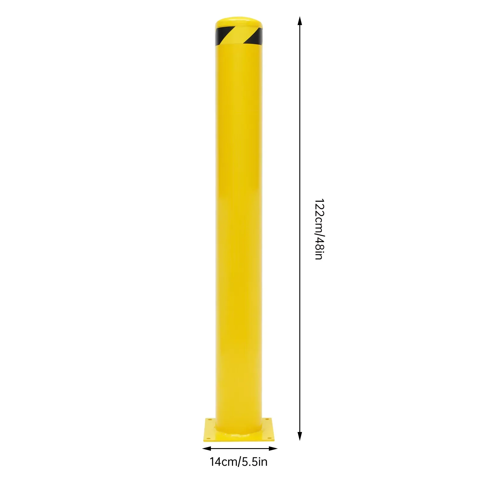 2 pezzi 48"H 5.5"D Pali di sicurezza in acciaio Pali di stazionamento Barriere di sicurezza Supporto per colonna per parcheggio e marciapiede