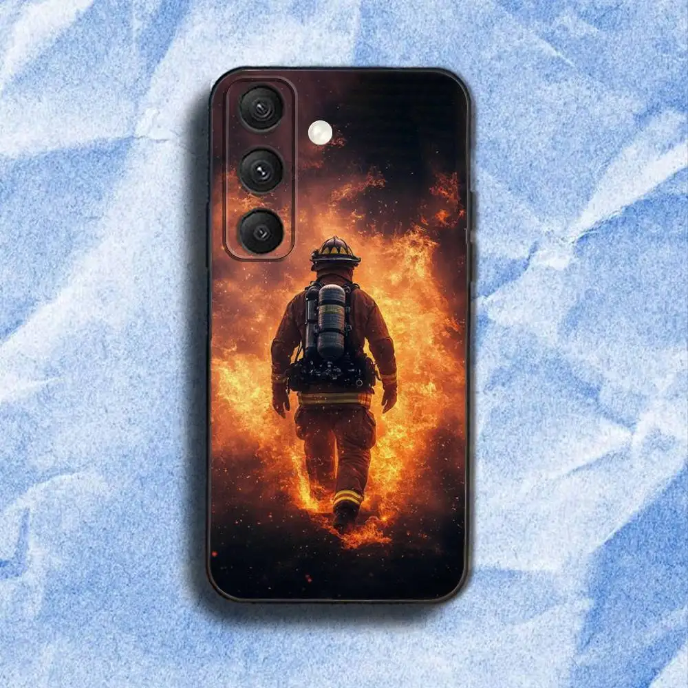 حافظة هاتف F-Fireman F-Firefighter لهاتف سامسونج S 25,24,23,22,30,21,10,9,Ultra,Plus,Lite,FE,4,5G حافظة ناعمة سوداء