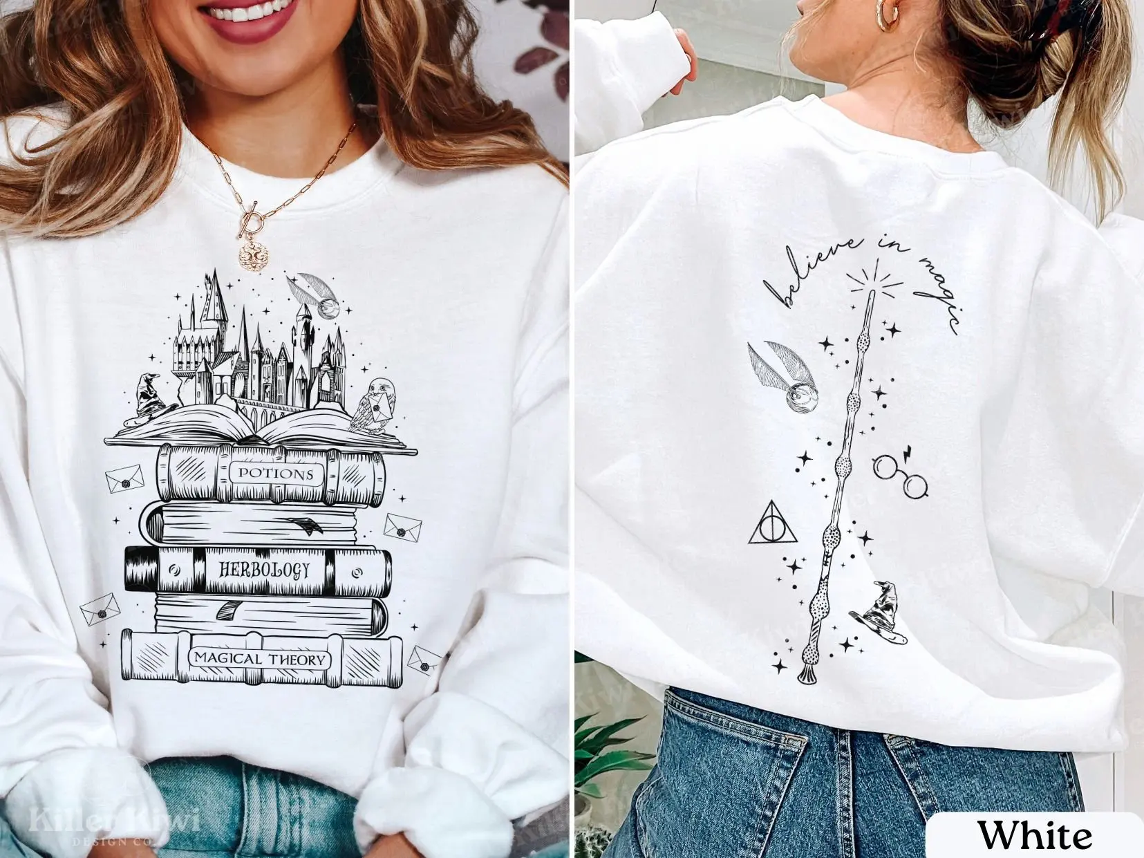 Vintage Magic Tome Castle Magic Stick Print Women Sweatshirt 2024 New Voguish Vintage Cotton Female Sweater Stylish Girl Tops