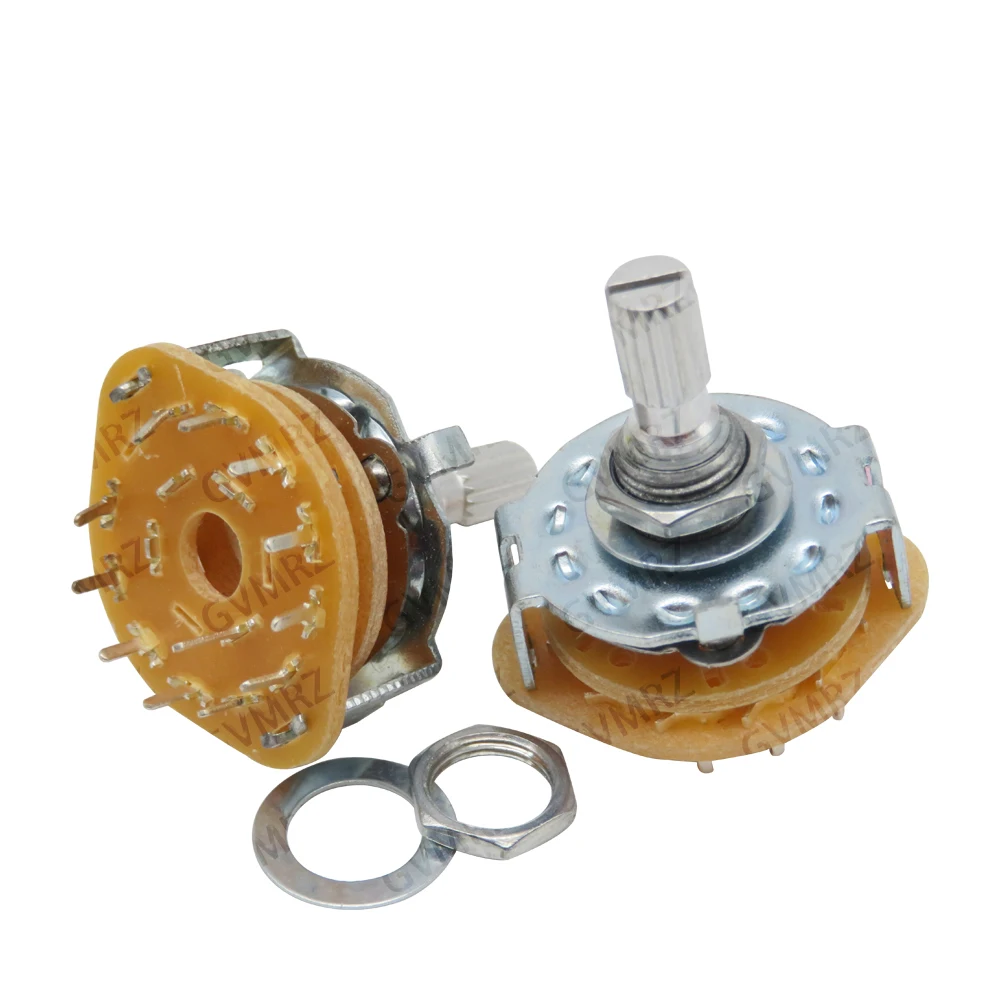 RS25 Rotary Band Switch 1P11T 2P4T 2P5T 2P6T 3P3T 3P4T 4P3T with Mounting Screw & Washer 2P5T 2P6T 3P3T Rotary Band Switch