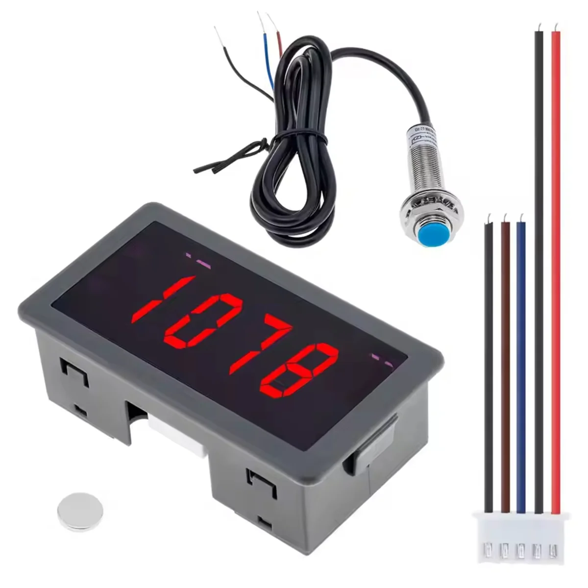 A002 RPM Speed Meter 4 Digital LED Display Tachometer for Motor High Precision with Hall Proximity Switch Sensor