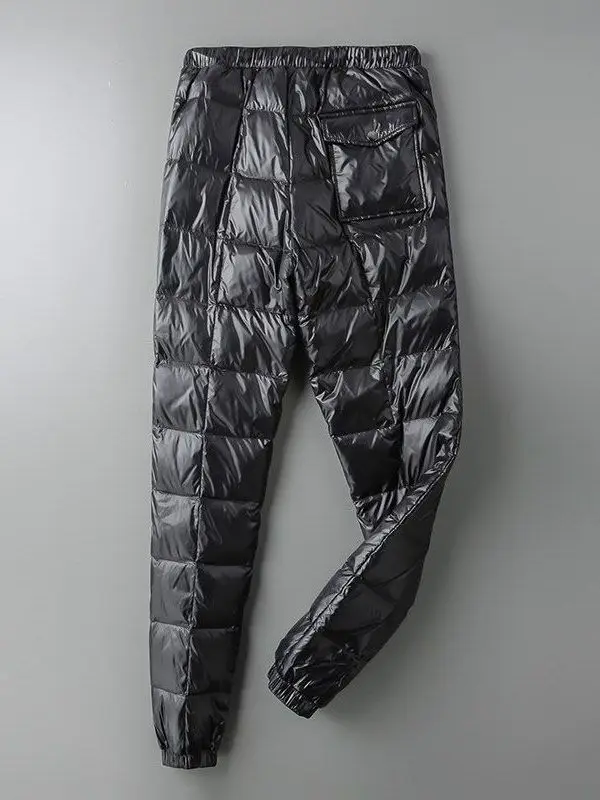 

Glossy Thiened Cotton Pants Men's Outdoor Wear Winter Trousers Windproof Coldproof Straight Leg Long Pants Pure Color
