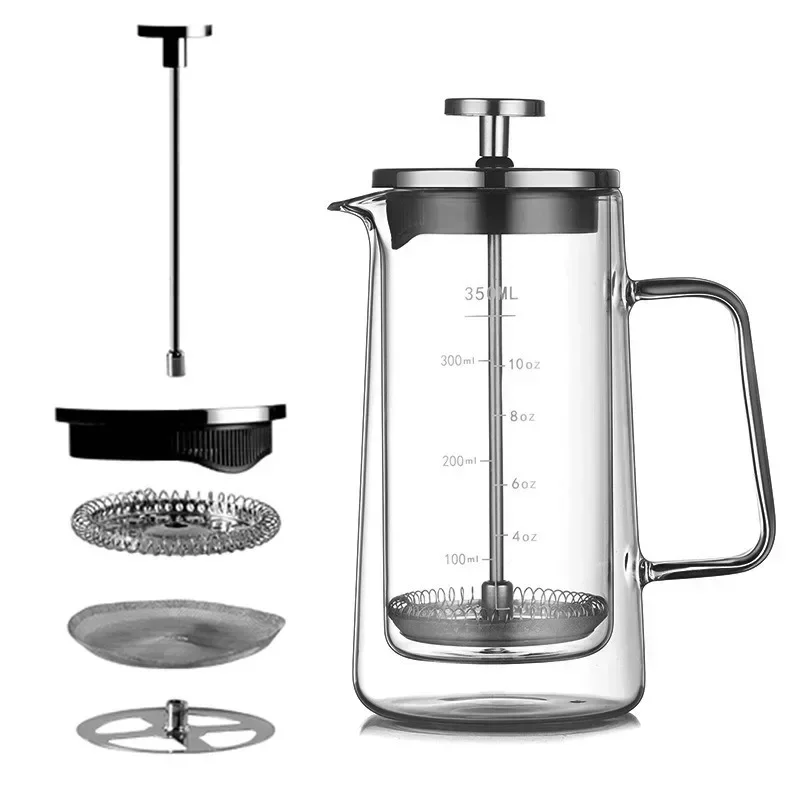 350ML/650ML/1000ML Glas Französisch Presse Wärme-beständig Doppel-schicht Filter Kaffeekanne Haushalt filter Gemeinsame Topf Kaffee Werkzeug