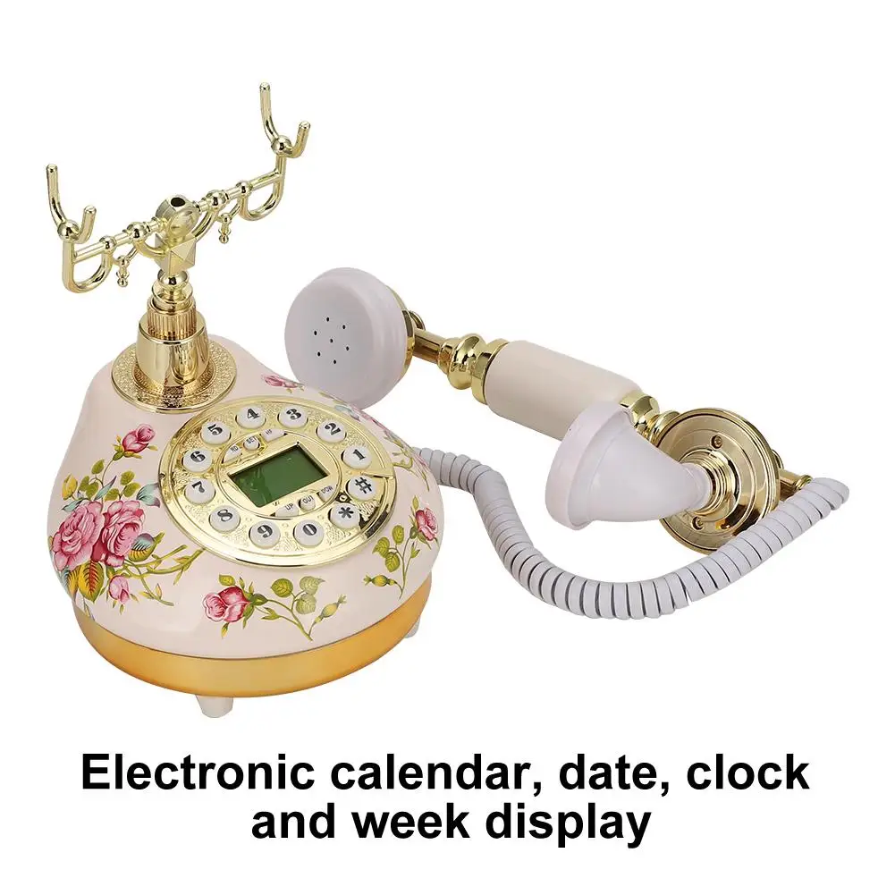 MS9100 Antique Retro Corded Telephone - Vintage Ceramic Landline Desk Phone for Home, for office & Hotel Décor