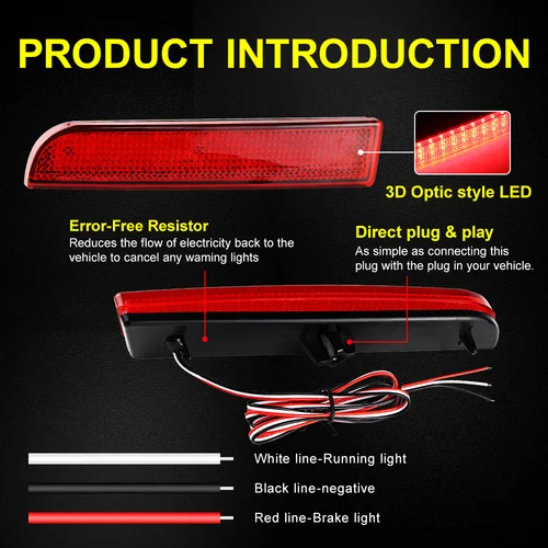 Imagen 2 del producto Luces de freno traseras reflectoras LED para coche para Mitsubishi Evolution X Lancer 2008-2017 accesorios de lámpara antiniebla de advertencia de parachoques trasero 2 uds