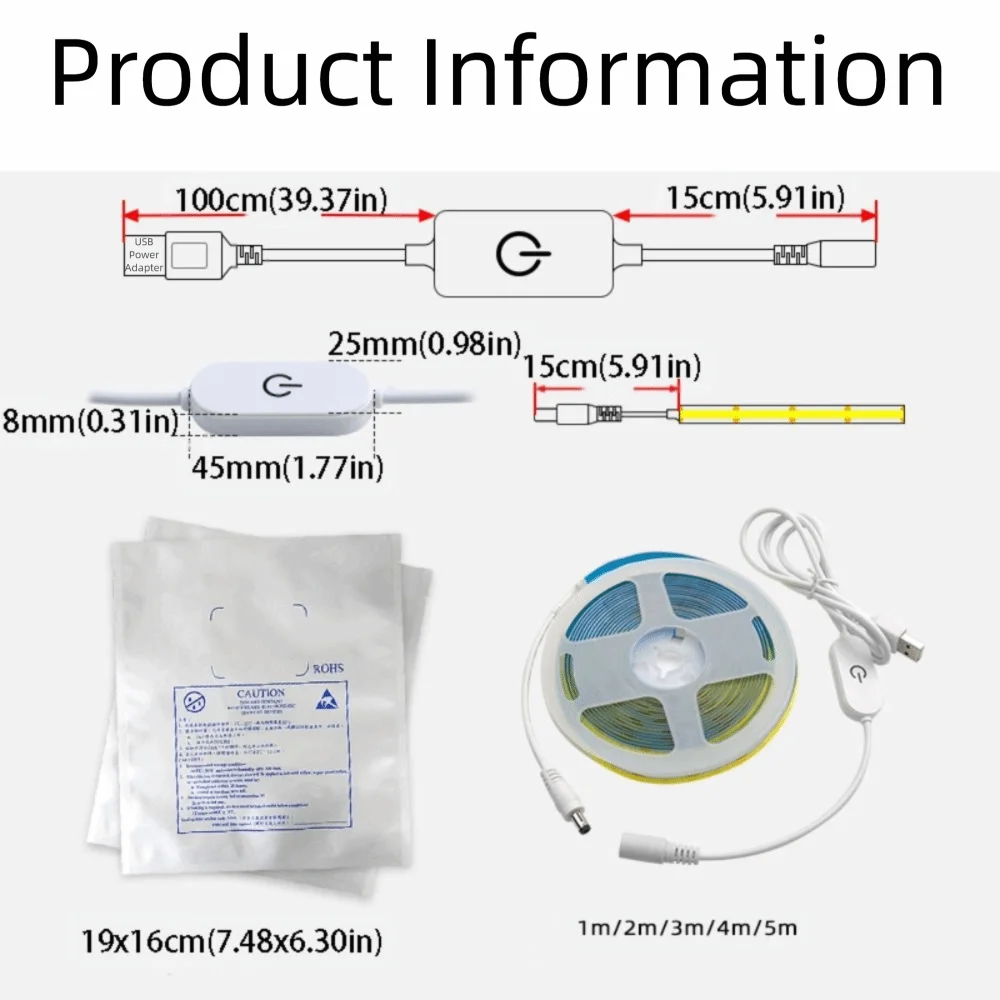 DC 5V LED Under Cabinet Light USB Powered Dimmable Control LED Lights Strip 2835 LED Flexible Tape LED Strip Light