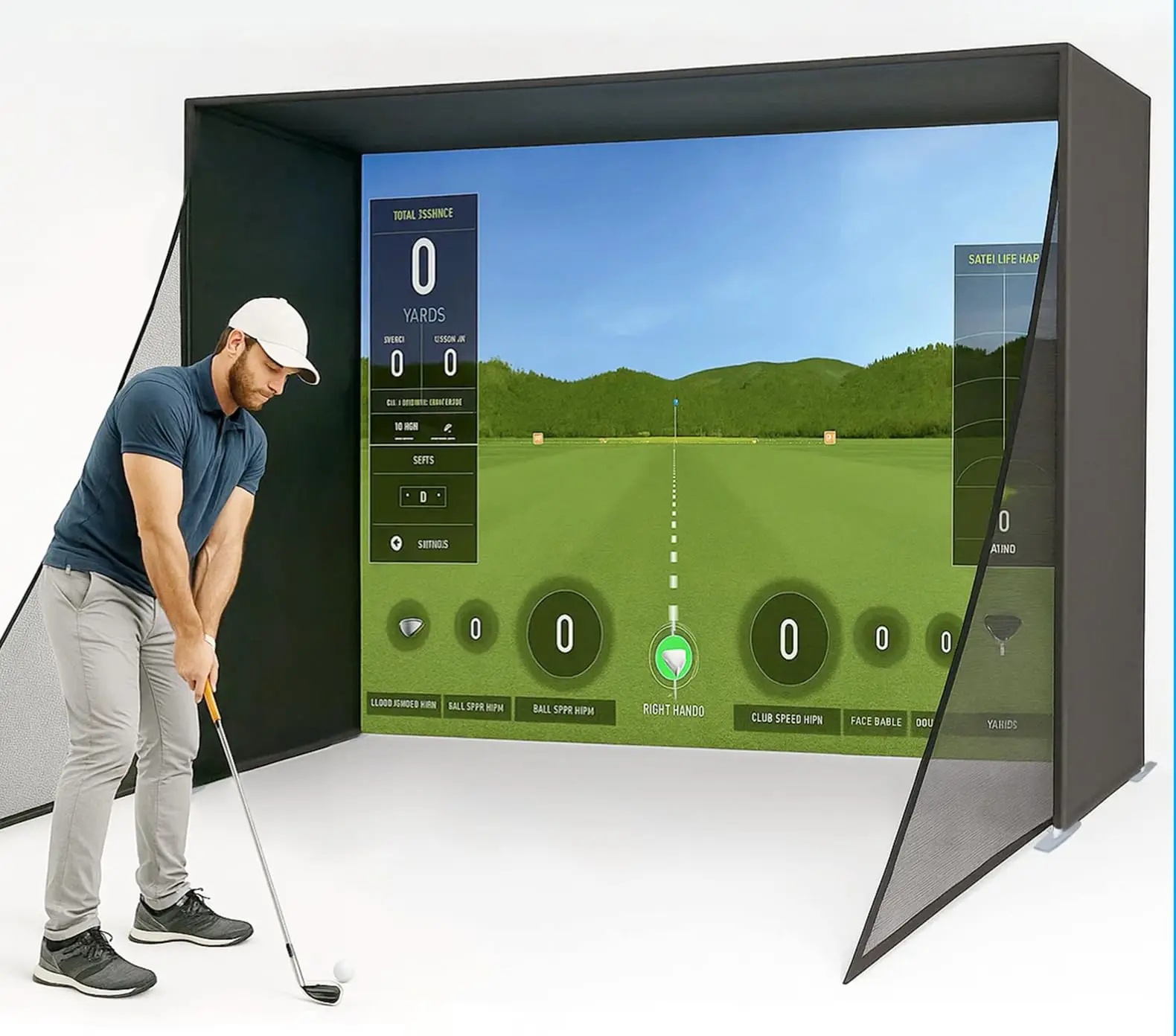 Customizable Indoor/Outdoor Golf Simulator Enclosure with Custom-Size Nets Hitting Screen Frame for Practice Training