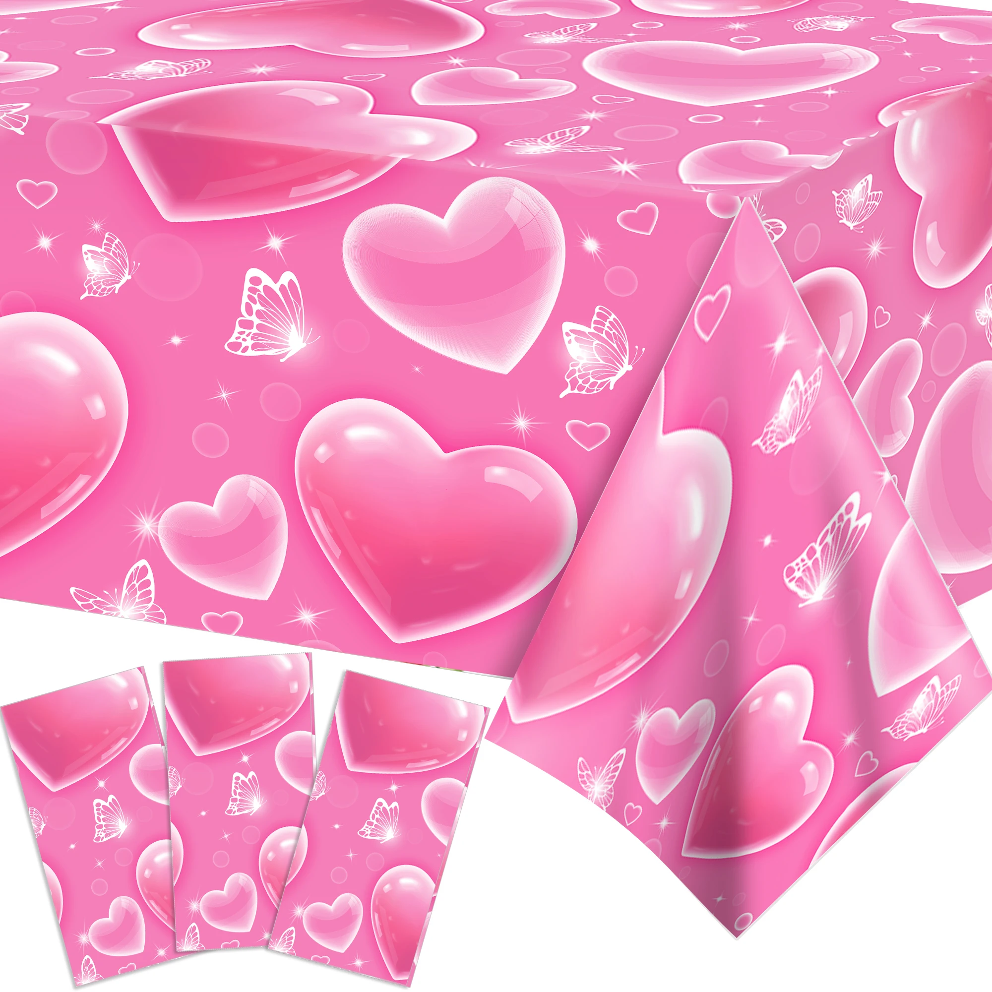 130*220 سنتيمتر الوردي الحب القلب البلاستيك مفرش المائدة غطاء الطاولة PE لعيد الحب لوازم حفلات أعياد الميلاد #4