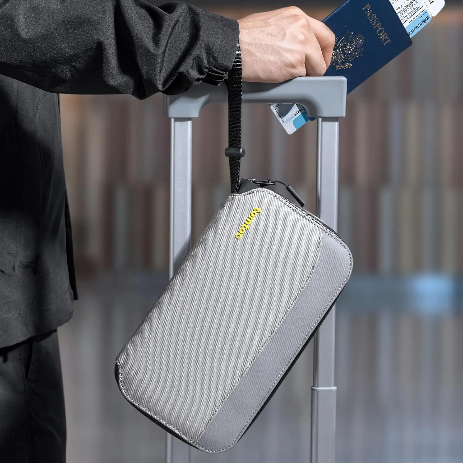 

Passport Holder Family with RFID Blocking Passport Wallet Women Men with Airtag & Sim Card Holder and Eject Pin Travel Document